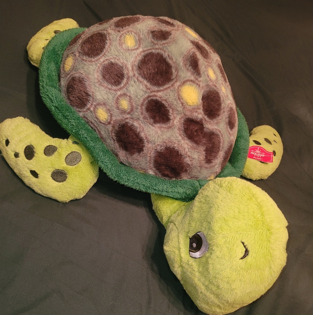 Large 25" Plush Green Sea Turtle Stuffed Animal Big Pillow With Tags